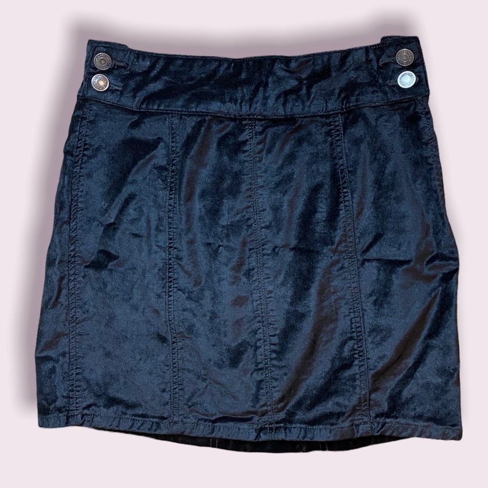 Free People Retro Black Velvet Mini Skirt